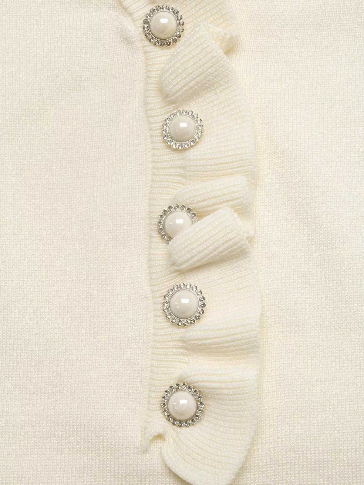 Ruffle Trim Pearl Button V-Neck Knit Top 100100535859062 43 Affordable Fashion Under $100 Jerry's Apparel 