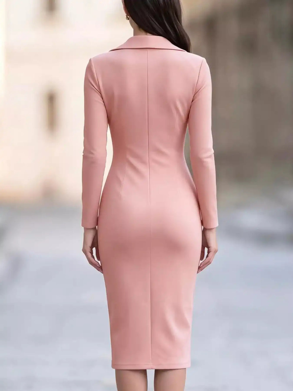 Elegant Asymmetric Zipper Lapel Bodycon Midi Dress 101001647887507 54 Gifts for Her Jerry's Apparel 