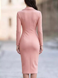 Elegant Asymmetric Zipper Lapel Bodycon Midi Dress 101001647887507 54 Gifts for Her Jerry's Apparel 