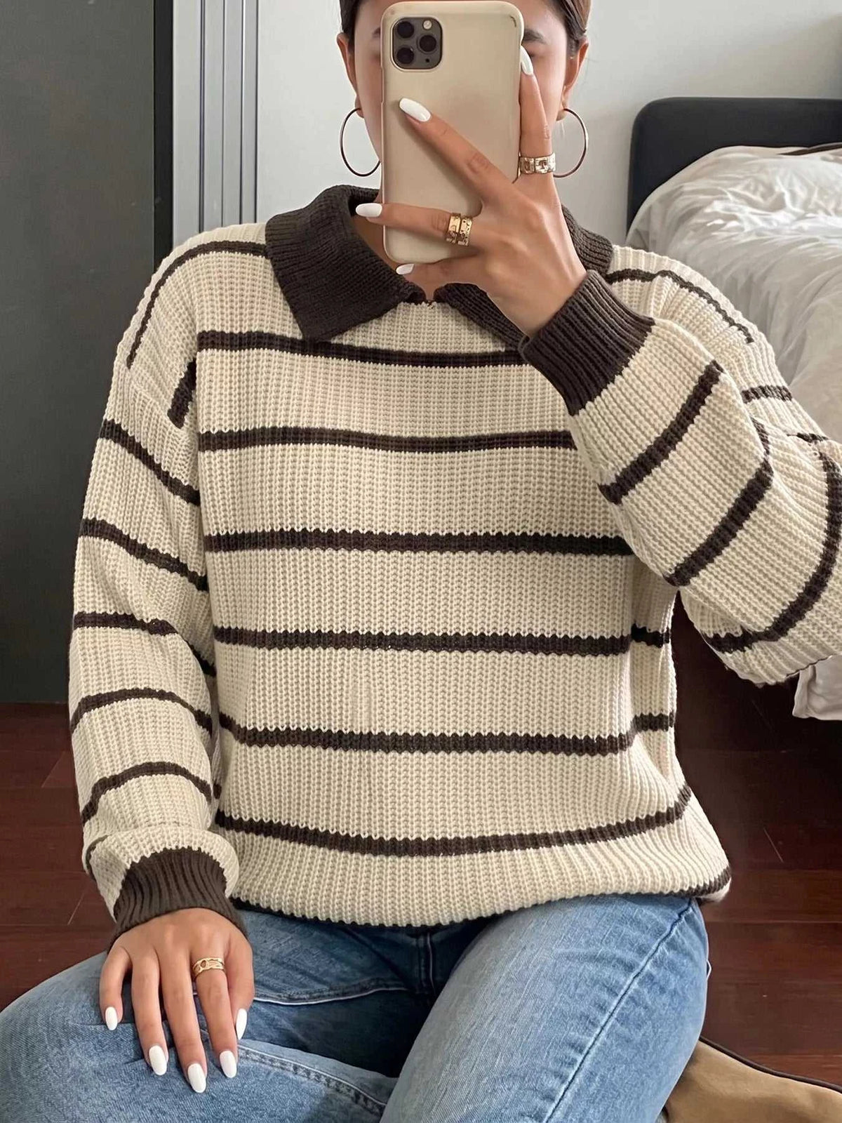 Striped Knit Polo Sweater 100100473191463 39 Affordable Fashion Under $100 Jerry's Apparel 