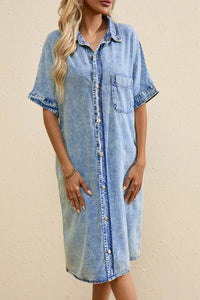 Oversized Button Down Denim Shirt Dress