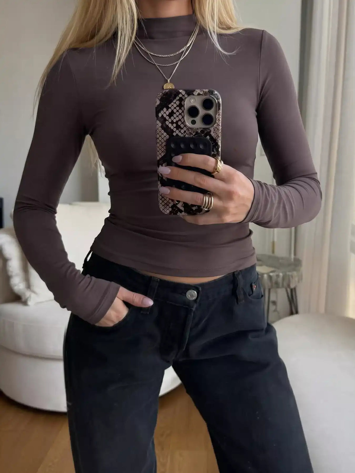 Slim-Fit Mock Neck Long Sleeve T-Shirt 101001705272040 32 Affordable Fashion Under $100 Jerry's Apparel 