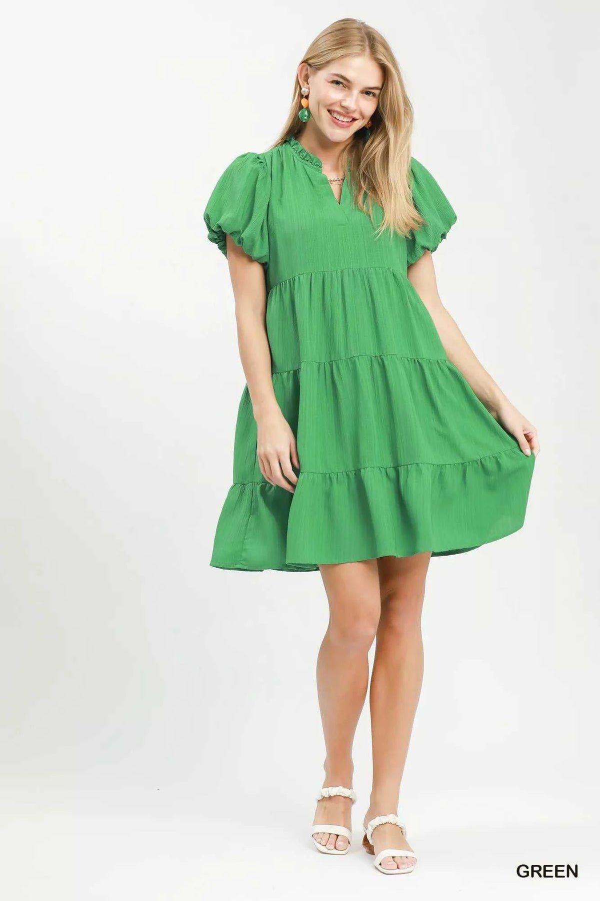 Umgee Puff Sleeve Tiered Babydoll Dress 100100343261912 55 Affordable Fashion Under $100 Jerry's Apparel 