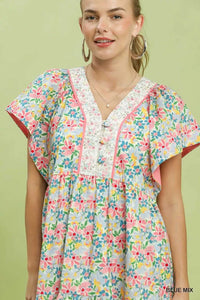 Umgee Mix Floral Tiered Mini Dress with Side Pockets 100100771931862 62 Affordable Fashion Under $100 Jerry's Apparel 