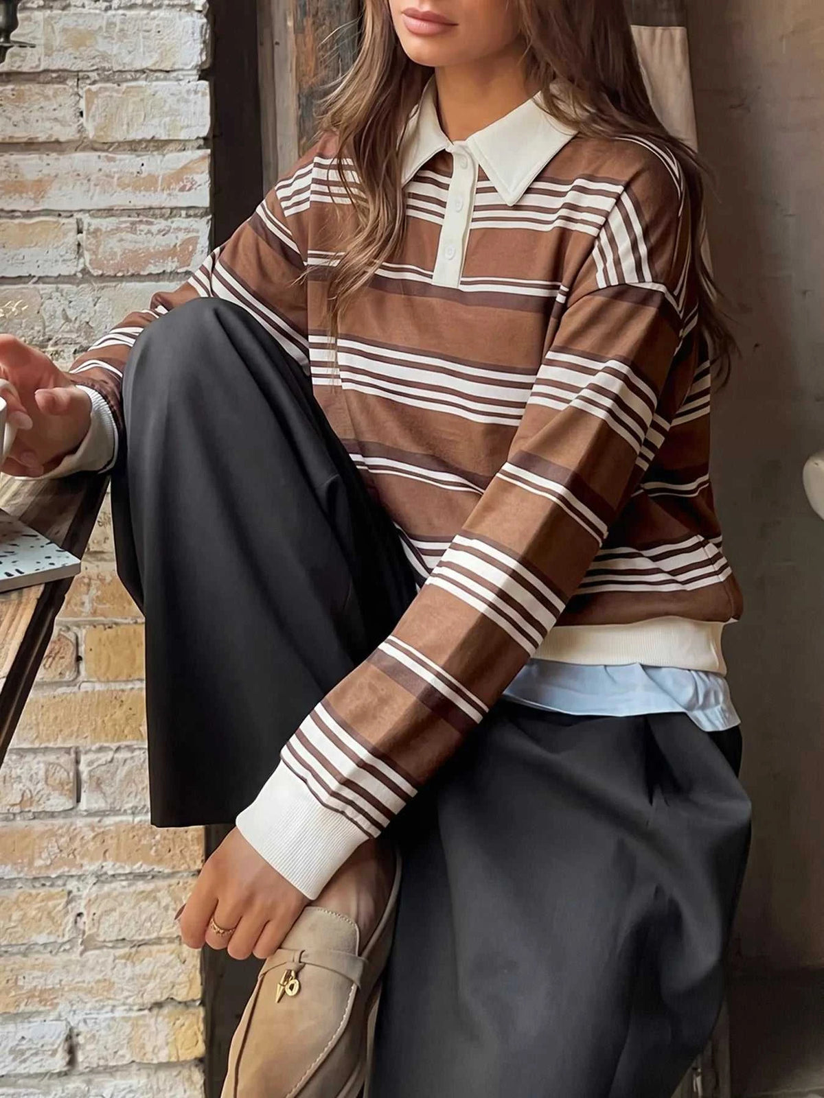 Striped Dropped Shoulder Sweatshirt 100100762570842 33 Affordable Fashion Under $100 Jerry's Apparel 