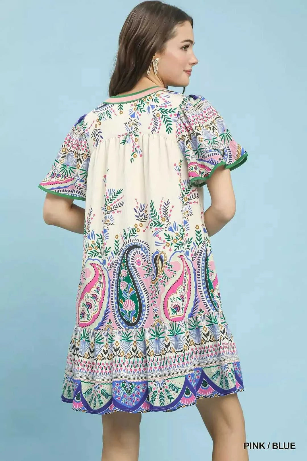 Umgee Paisley Flutter Sleeve Mini Dress 100100066471929 57 Gifts for Her Jerry's Apparel 