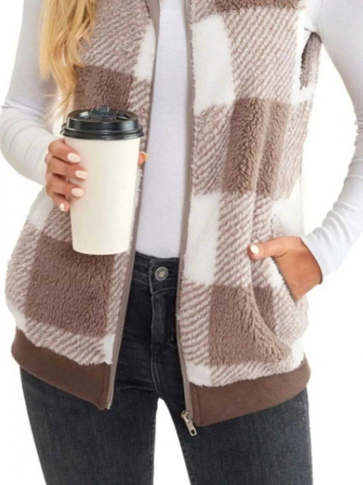 Full Size Color Block Zip Up Vest Coat Plus Size 100100959376307 45 Affordable Fashion Under $100 Jerry's Apparel 