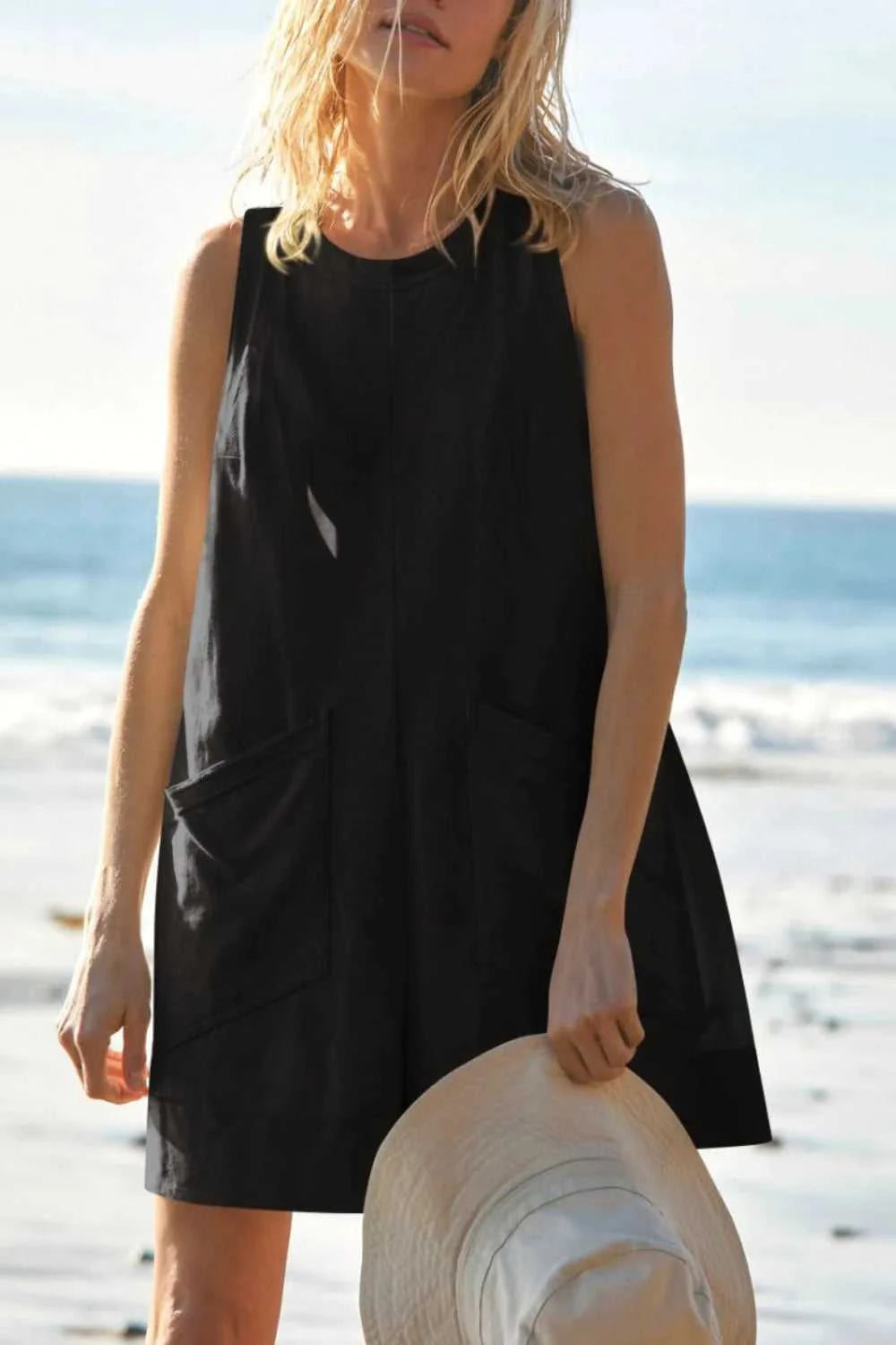 Lovelet Round Neck Sleeveless Romper with Pockets 100100661551405 26 Women's Romper Affordable Fashion Under $100 Jerry's Apparel 