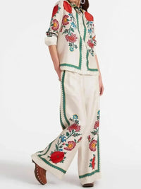 Floral Button Up Shirt and Pants Set