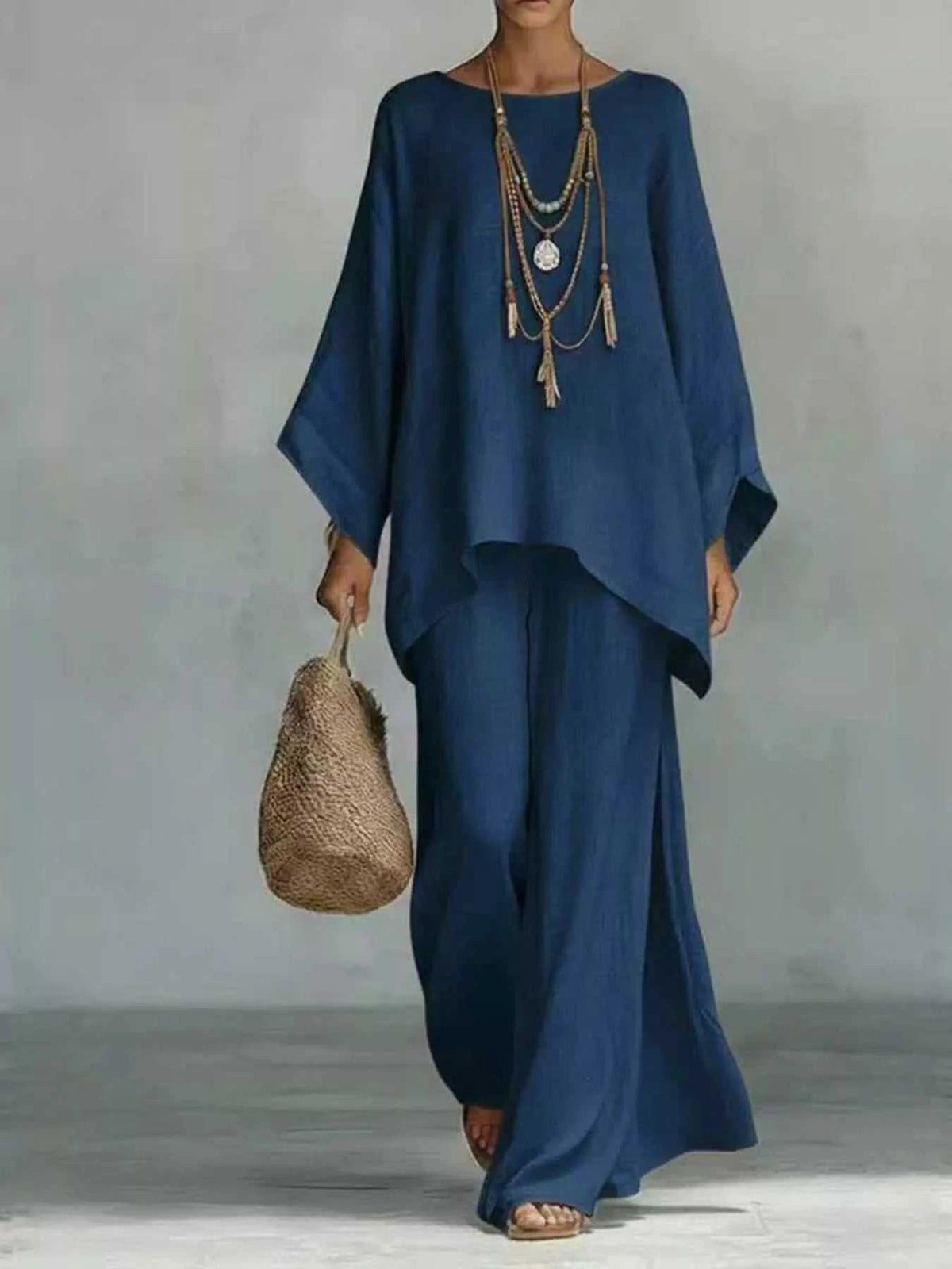 Full Size Round Neck Top and Wide Leg Pants Set Plus Size 100100323252358 37 Affordable Fashion Under $100 Jerry's Apparel 