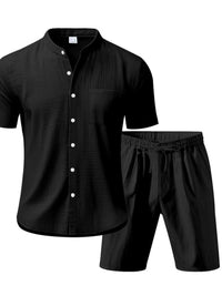 Men's Full Size Casual Short Sleeve Shirt and Shorts Set Plus Size 100400356286566 44 Affordable Fashion Under $100 Jerry's Apparel 