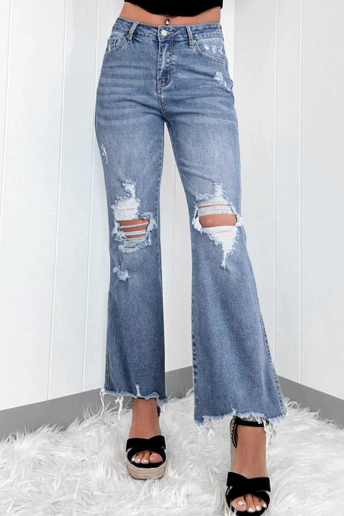 Distressed Raw Hem Bootcut Jeans 100100333311465 78 Affordable Fashion Under $100 Jerry's Apparel 