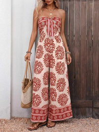 Floral Print Strapless Wide Leg Jumpsuit 100100347268160 42 Affordable Fashion Under $100 Jerry's Apparel 