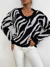 Zebra Print Relaxed Fit Pullover Sweater 100100918358486 33 Affordable Fashion Under $100 Jerry's Apparel 