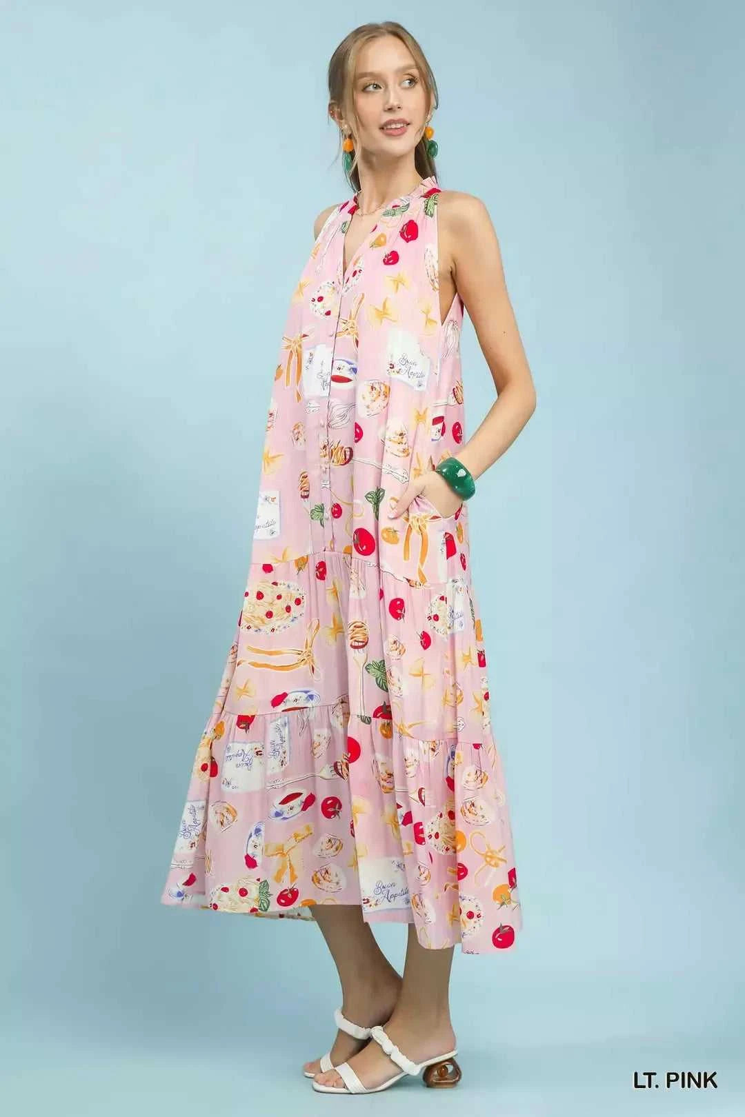 Umgee Abstract Print Tiered Halter Midi Dress 100100096161442 66 Affordable Fashion Under $100 Jerry's Apparel 