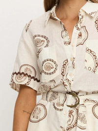Printed Button-Up Half Sleeve Romper