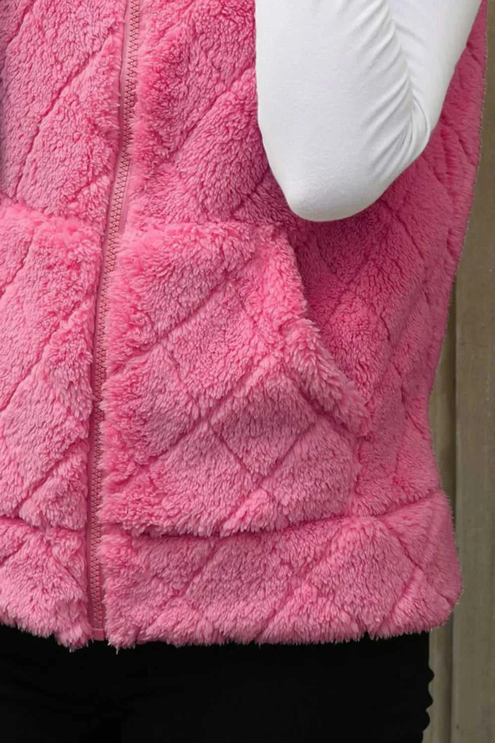 Fuzzy Plaid Texture Zip Up Vest Coat 100100915540550 35 Affordable Fashion Under $100 Jerry's Apparel 
