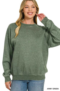 Fleece Acid Enzyme Washed Round Neck Sweatshirts 100100624001751 35 Jerry's Apparel 