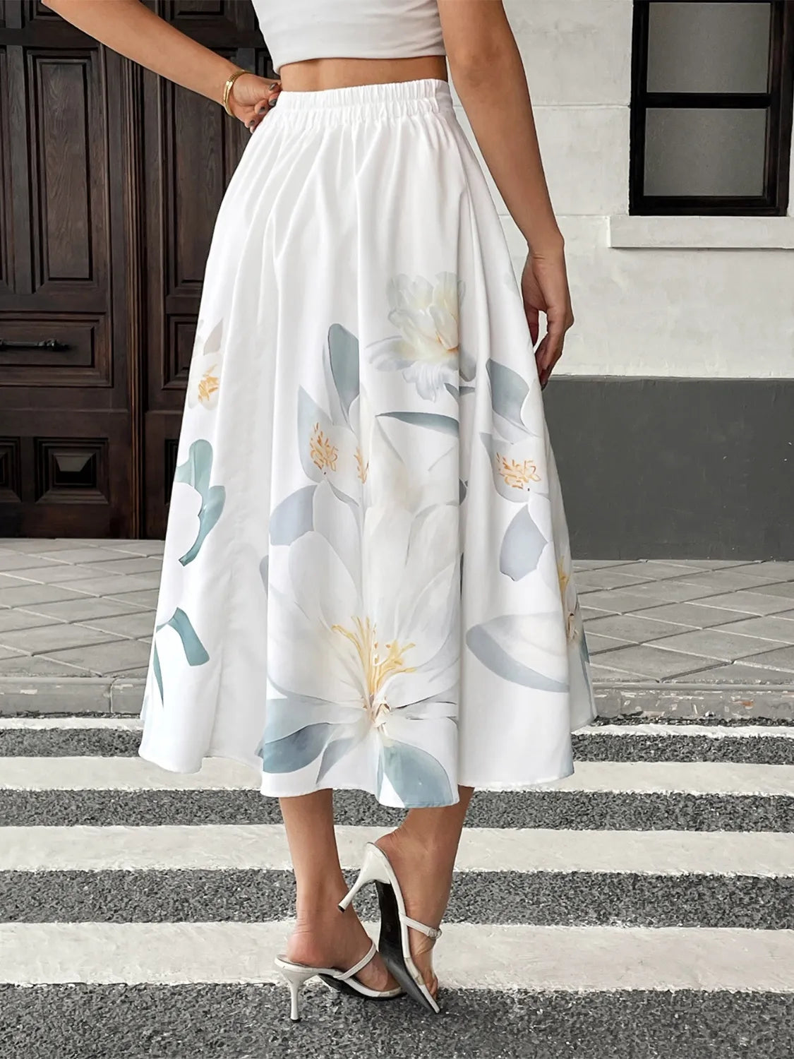 Floral Print Midi Skirt