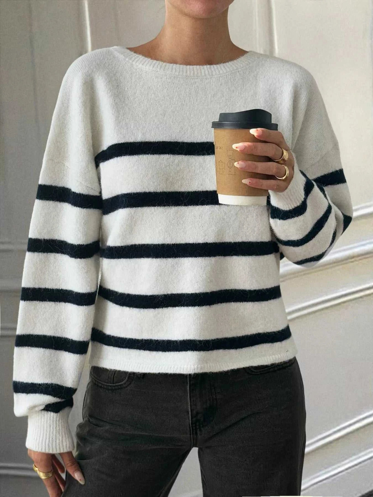 Striped Round Neck Long Sleeve Knit Top 100100967262973 46 Affordable Fashion Under $100 Jerry's Apparel 