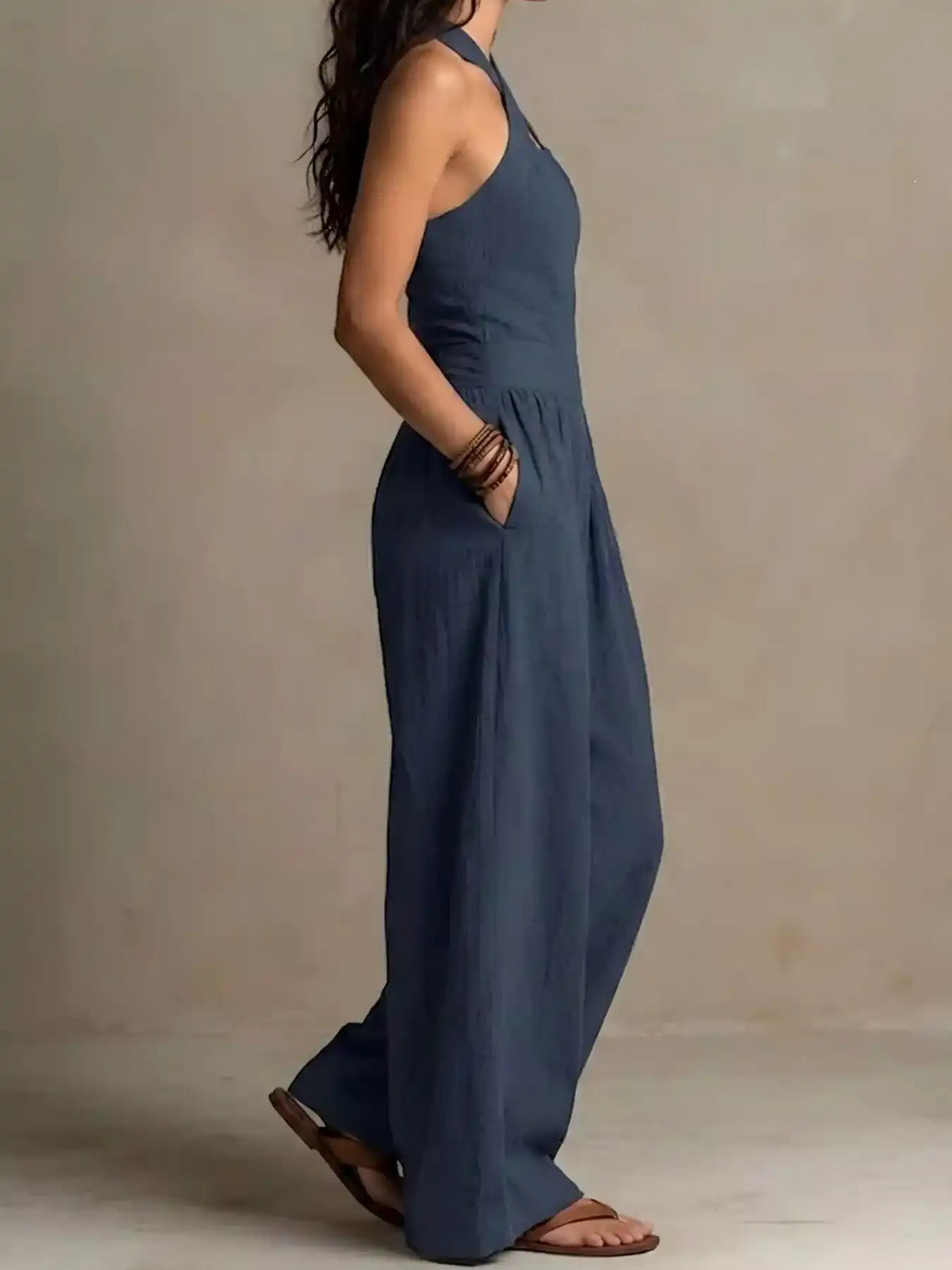 Full Size Halter Neck Wide-Leg Jumpsuit Plus Size 101001857800379 54 Affordable Fashion Under $100 Jerry's Apparel 