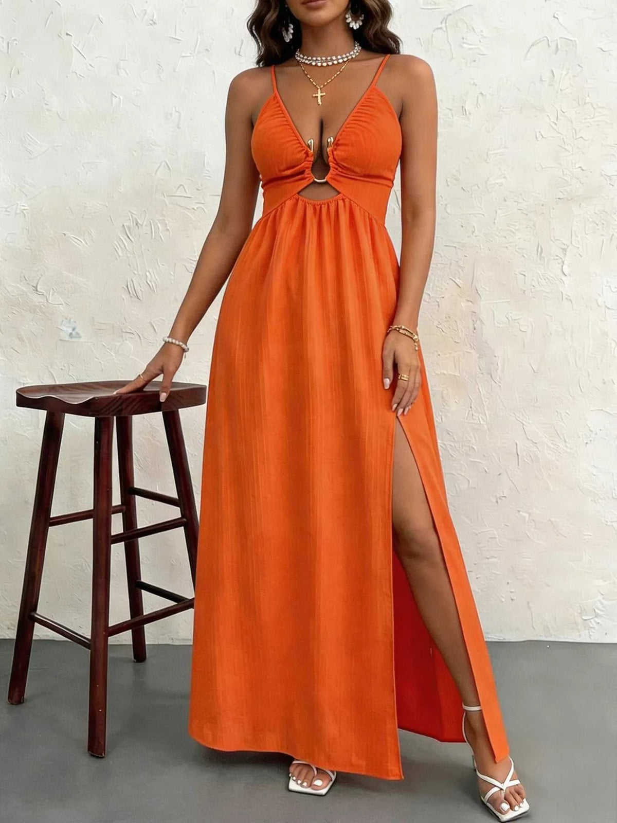 Cutout Front Slit Maxi Dress 100100093025501 39 Affordable Fashion Under $100 Jerry's Apparel 