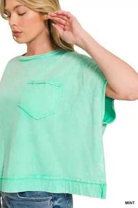 Zenana Acid Washed Round Neck Short Sleeve Oversized T-Shirt 100100804101942 25 Affordable Fashion Under $100 Jerry's Apparel 