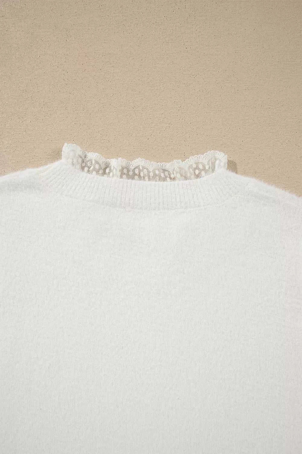 Lace Trim Neck Cuff Patchwork Long Sleeve Pullover Sweater 101002193581218 55 Affordable Fashion Under $100 Jerry's Apparel 