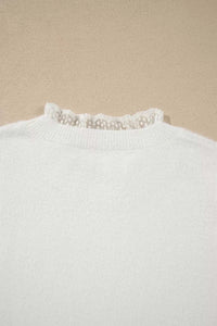 Lace Trim Neck Cuff Patchwork Long Sleeve Pullover Sweater 101002193581218 55 Affordable Fashion Under $100 Jerry's Apparel 