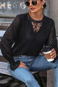 Perfee Lace Detail Smocked Flounce Sleeve Blouse 100100686231941 28 Affordable Fashion Under $100 Jerry's Apparel 