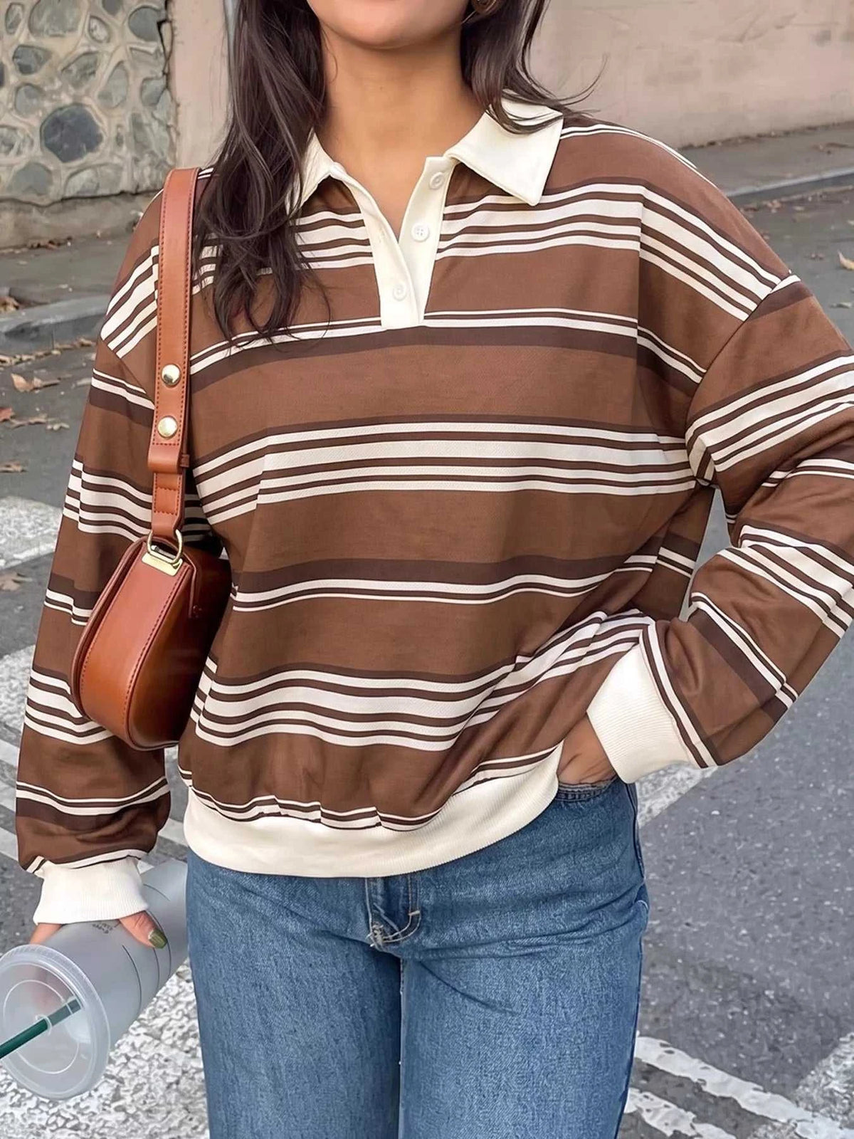 Striped Dropped Shoulder Sweatshirt 100100762570842 33 Affordable Fashion Under $100 Jerry's Apparel 