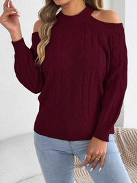 Cold Shoulder Cable Knit Sweater 101002208238460 36 Affordable Fashion Under $100 Jerry's Apparel 