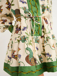 Printed Lantern Sleeve Shirt Dress