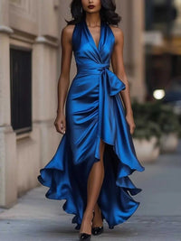 Full Size High-Low Ruffled Satin Maxi Dress Plus Size 100100053477066 42 Seasonal Fashion Collections Jerry's Apparel 
