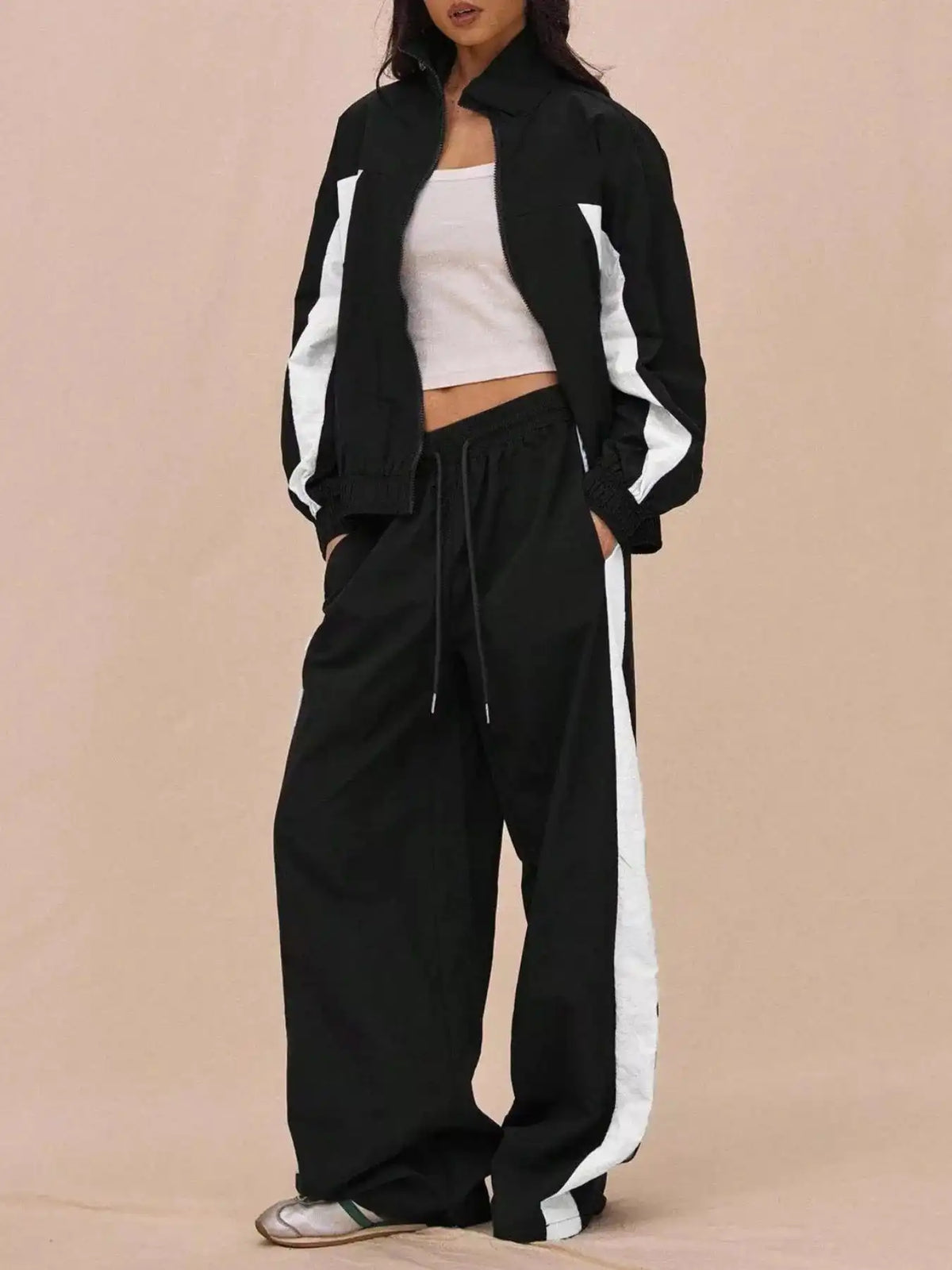 Color-Block Tracksuit and Wide-Leg Pants Set 100100146894386 85 Affordable Fashion Under $100 Jerry's Apparel 
