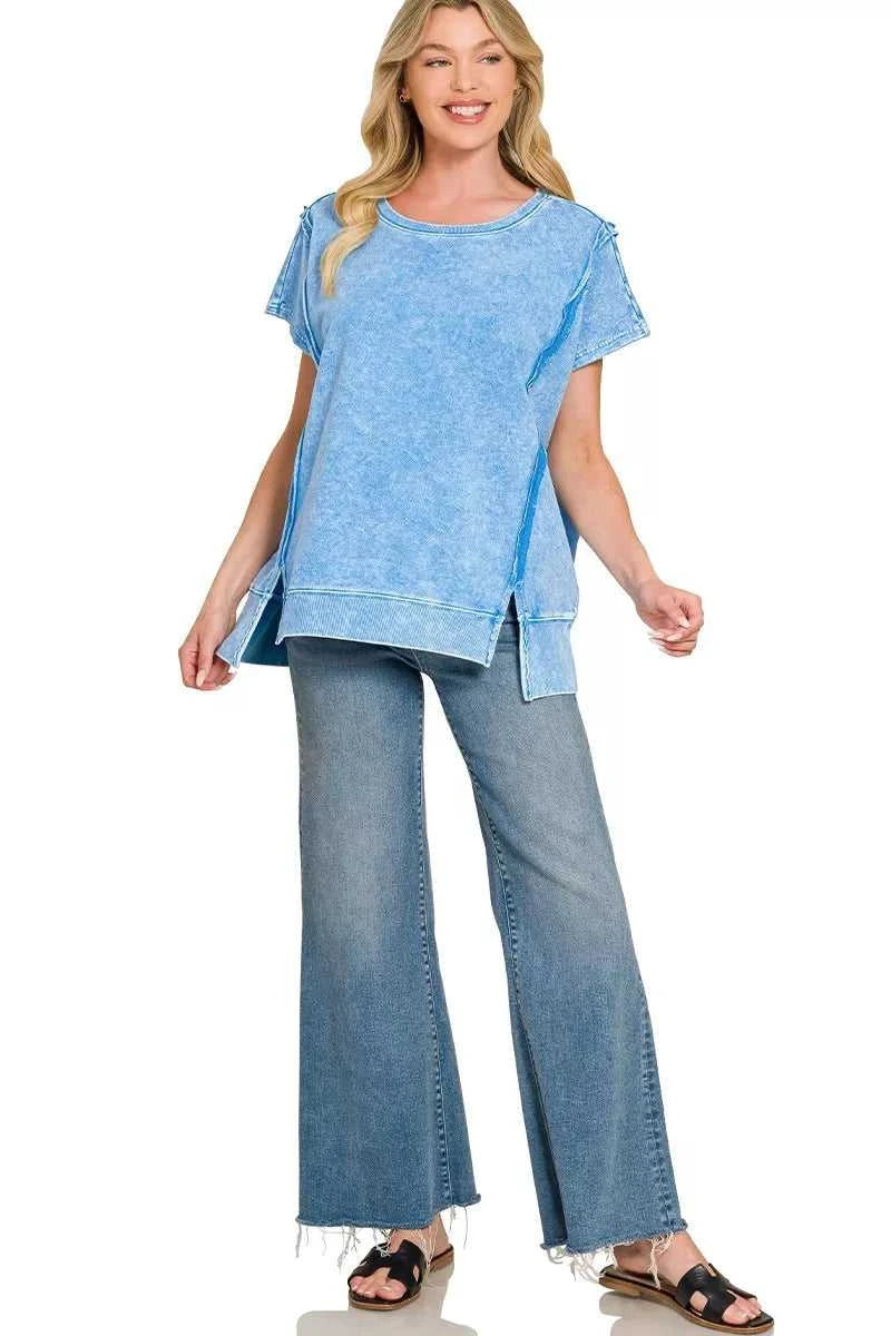 F/terry Halo Snow Washed Oversized Hi-low Top 100100806681285 32 Affordable Fashion Under $100 Jerry's Apparel 