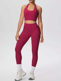 Halter Neck Crop Top and High-Waisted Leggings Active Set 101006684139191 85 Affordable Fashion Under $100 Jerry's Apparel 
