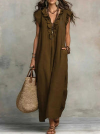 Ruffled V-Neck Maxi Dress 100100710285822 31 Affordable Fashion Under $100 Jerry's Apparel 