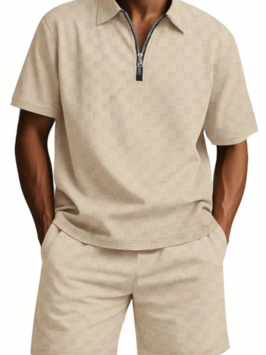Men's Full Size Quarter Zip Short Sleeve Top and Shorts Set Plus Size 100400657045189 43 Affordable Fashion Under $100 Jerry's Apparel 