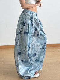 Printed Wide Leg Relaxed Fit Pants