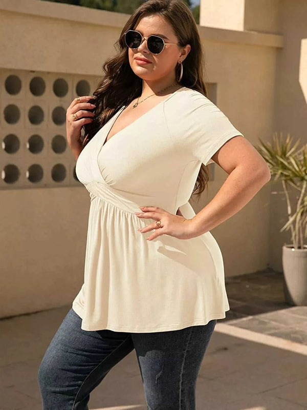 Plus Size Surplice Short Sleeve T-Shirt 100100382914132 26 Affordable Fashion Under $100 Jerry's Apparel 