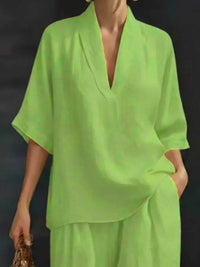 Full Size Half Sleeve Top and Wide Leg Pants Set Plus Size 100100468706321 46 Affordable Fashion Under $100 Jerry's Apparel 