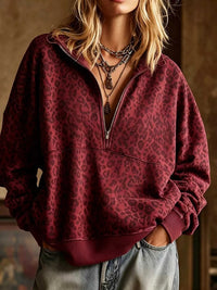 Leopard Half Zip Oversized Sweatshirt 101001634174267 49 Affordable Fashion Under $100 Jerry's Apparel 