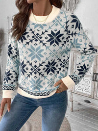 Perfee Graphic Round Neck Long Sleeve Sweater 100100776961286 42 Affordable Fashion Under $100 Jerry's Apparel 