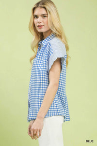 Umgee Mixed Gingham Short Sleeve Shirt 100100102661680 49 Affordable Fashion Under $100 Jerry's Apparel 