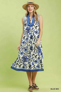 Umgee Floral Scroll Sleeveless Midi Dress 100100422561299 64 Affordable Fashion Under $100 Jerry's Apparel 