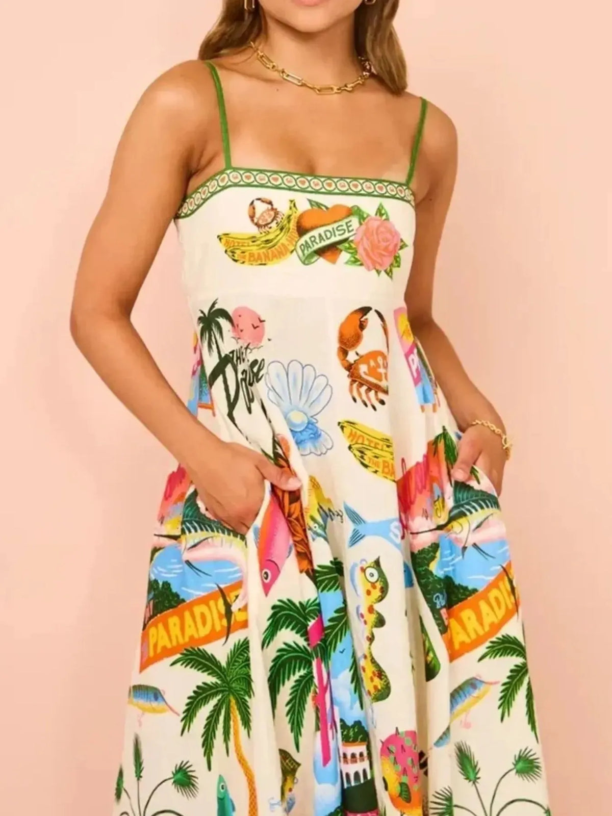 Printed Square Neck Cami Maxi Dress
