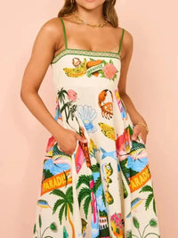 Printed Square Neck Cami Maxi Dress