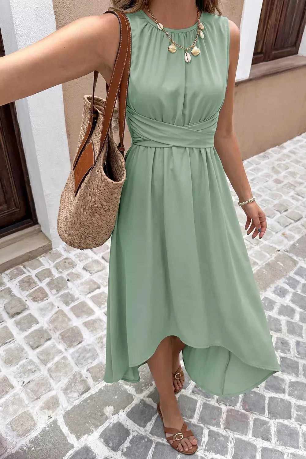 Sleeveless High-Low Hem A-Line Dress 100100859872614 42 Affordable Fashion Under $100 Jerry's Apparel 