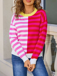 Striped Round Neck Long Sleeve Sweater 100100983519081 49 Affordable Fashion Under $100 Jerry's Apparel 